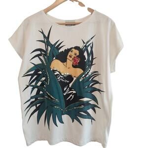 Vintage Tropical Woman Blouse Women Small White Sequins Glam Rock Retro 80s